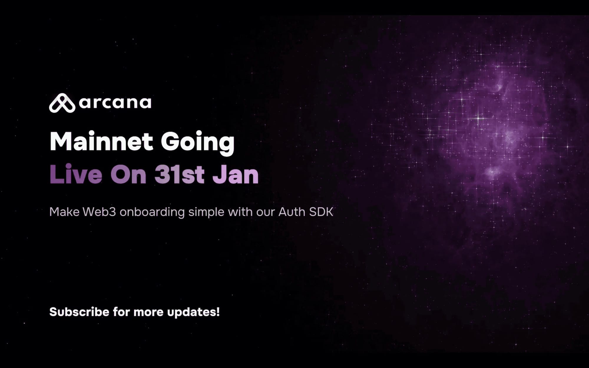 Mainnet going live on 31st January