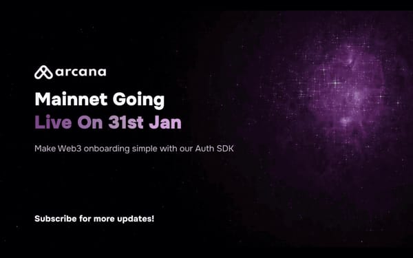 Mainnet going live on 31st January